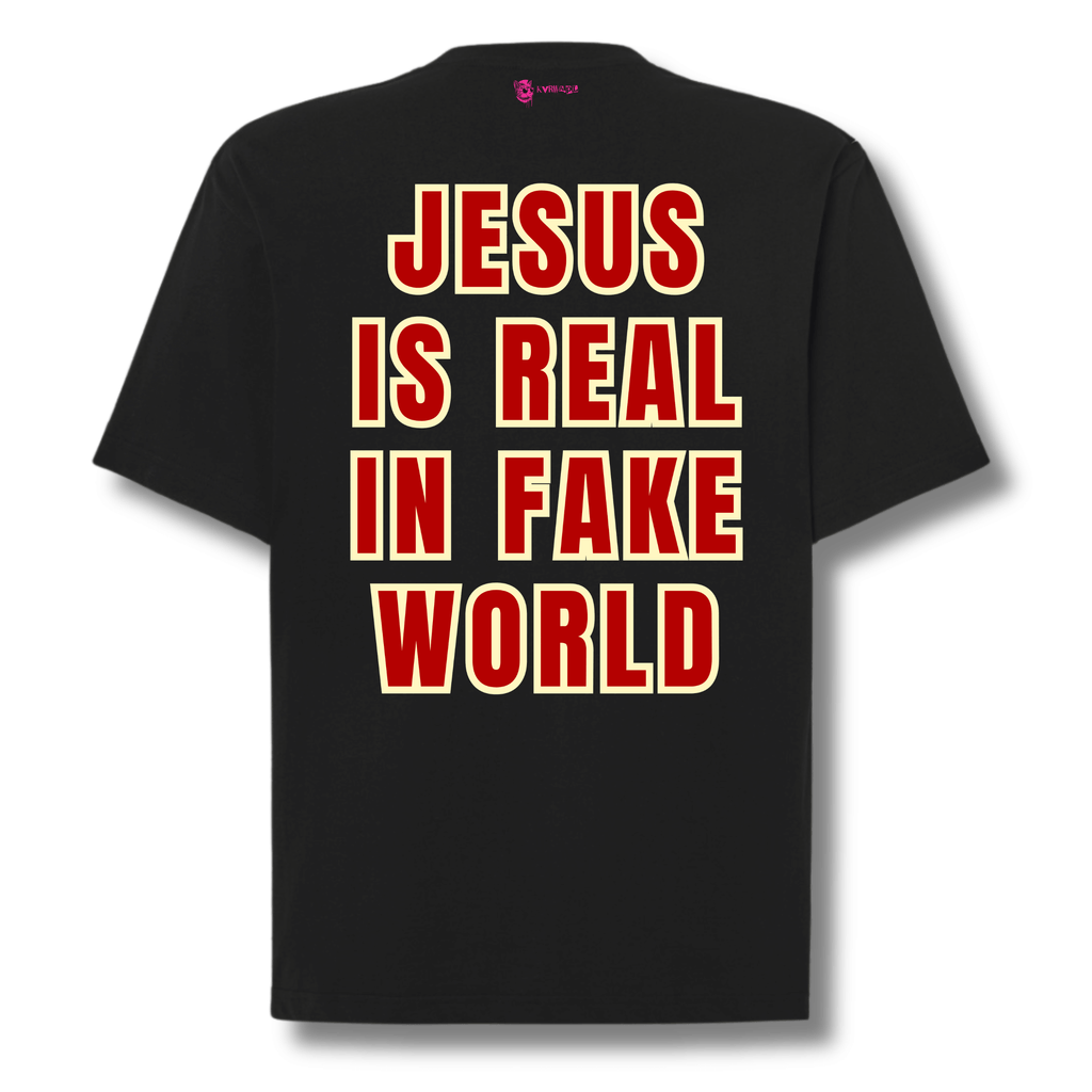 Koszulka Oversize  JESUS IS REAL IN FAKE WORLD Limitowana edycja | Streetwear Kvrwa.pl