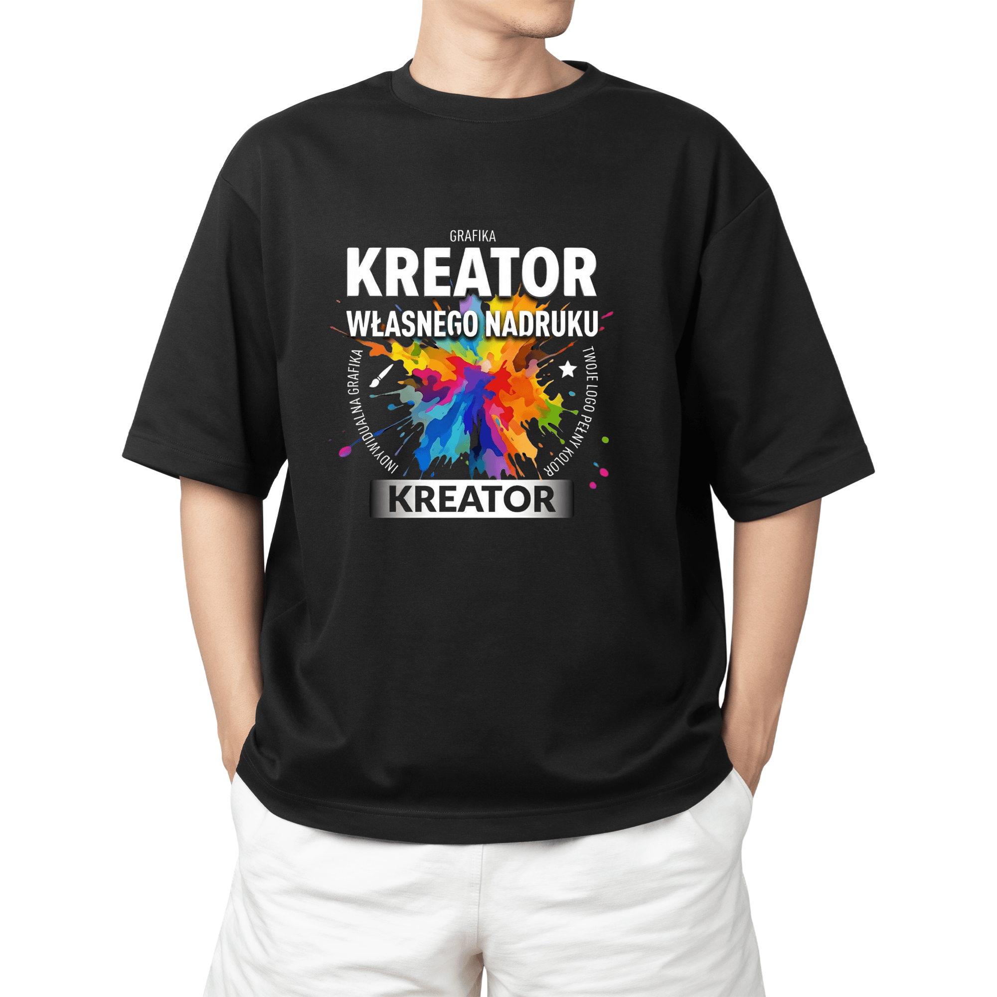 Koszulka męska oversize z krótkim rękawem bawełniana unisex - Kreator Własnego Projektu