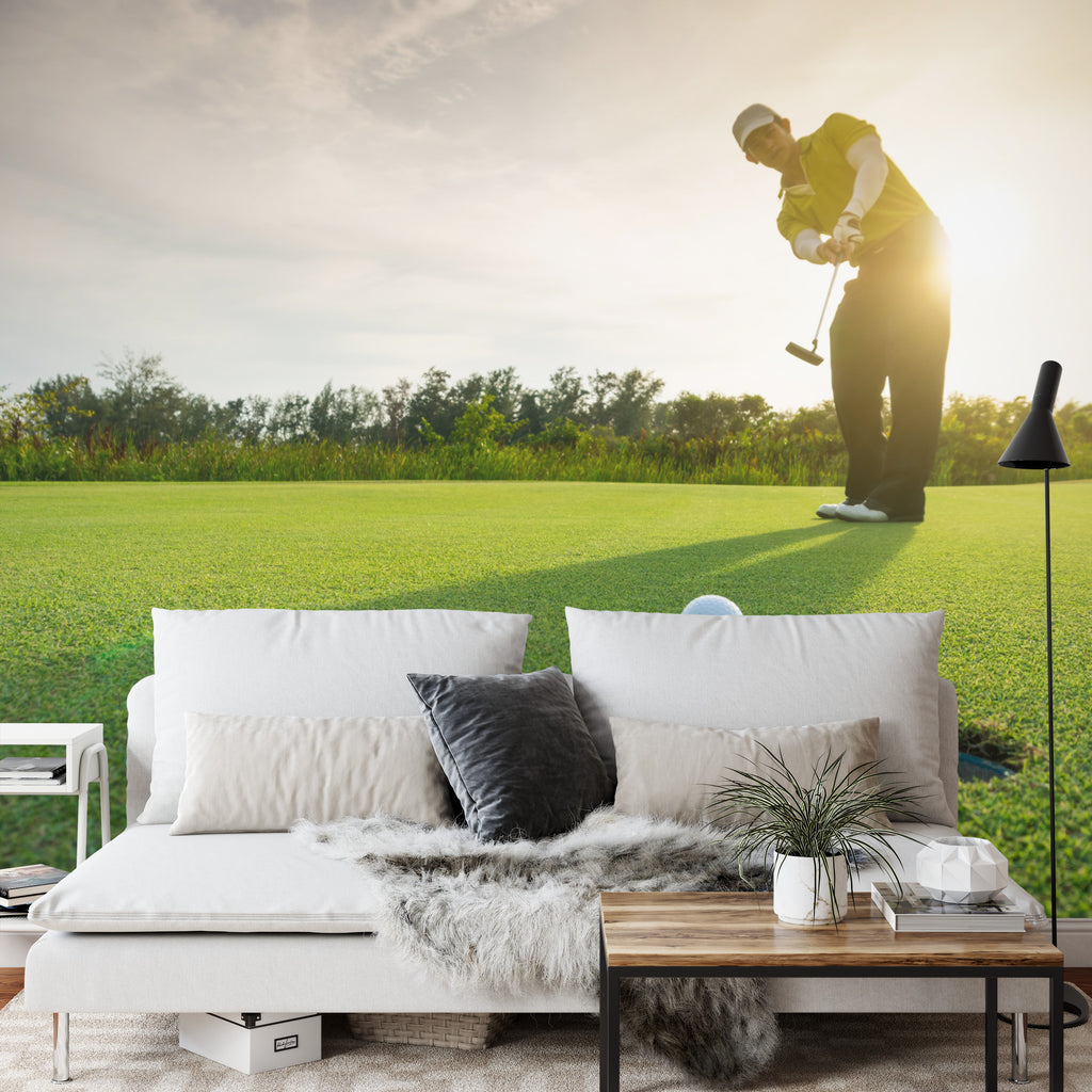 Fototapeta Golfista Na Tle Zachodzącego Słońca