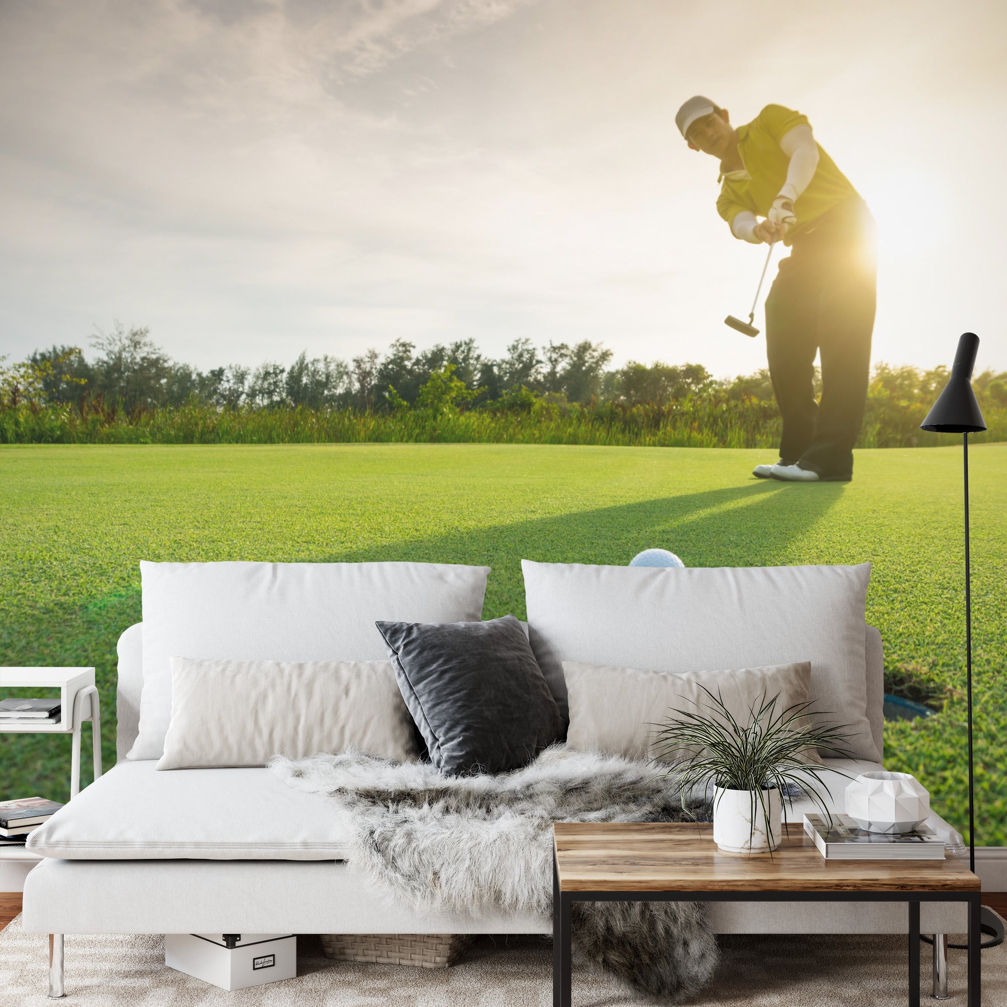 Fototapeta Golfista Na Tle Zachodzącego Słońca