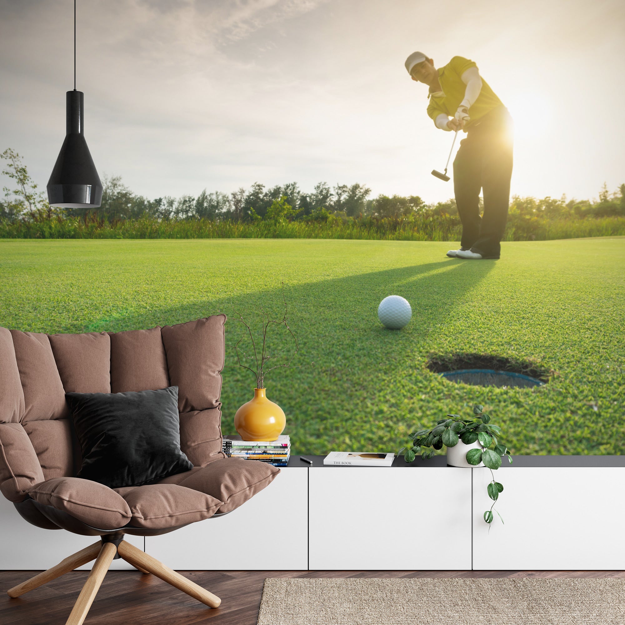 Fototapeta Golfista Na Tle Zachodzącego Słońca