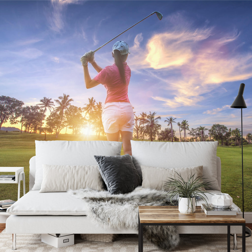 Fototapeta Golfista Na Tle Zachodu Słońca