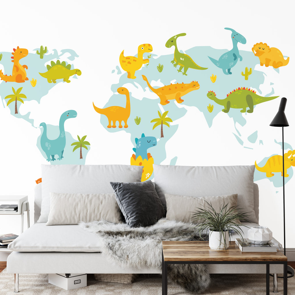 Fototapeta Mapa Świata Z Dinozaurami