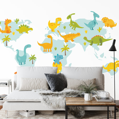 Fototapeta Mapa Świata Z Dinozaurami