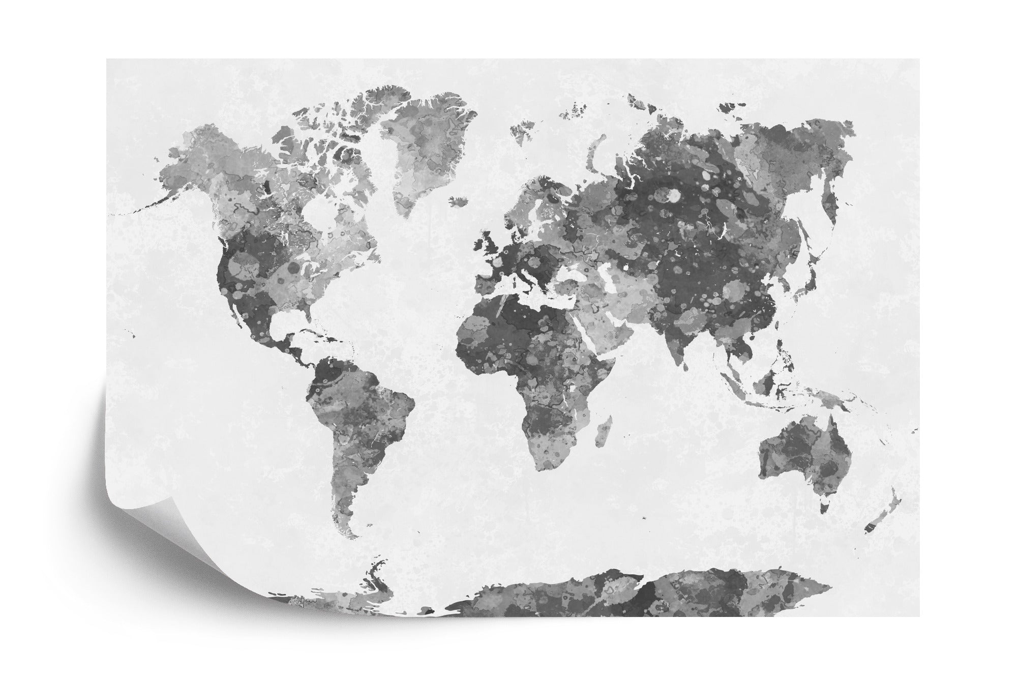 Fototapeta Mapa Świata Akwarela Monochromatyczne