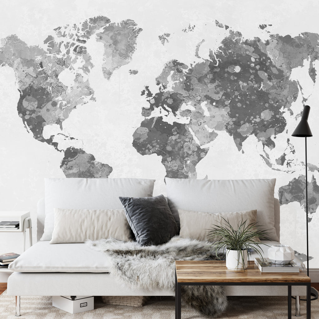 Fototapeta Mapa Świata Akwarela Monochromatyczne