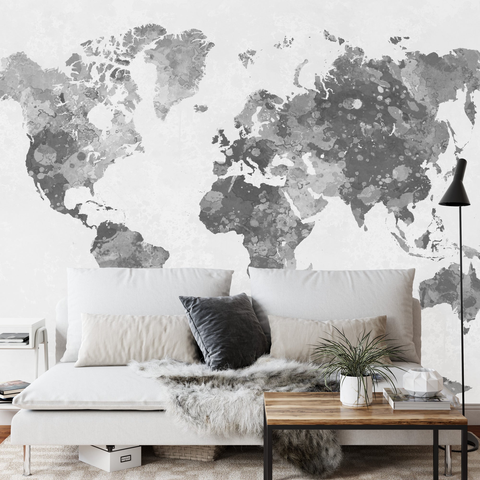 Fototapeta Mapa Świata Akwarela Monochromatyczne
