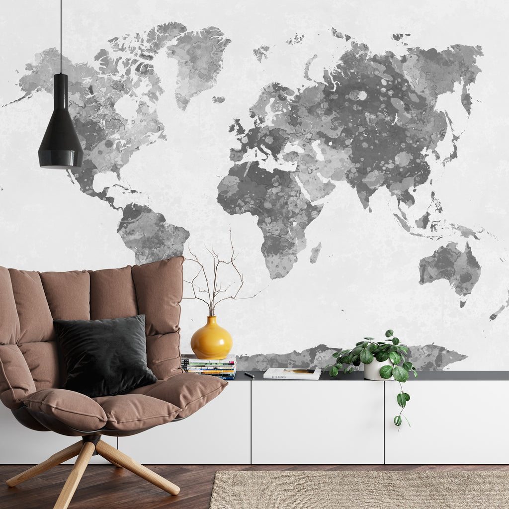 Fototapeta Mapa Świata Akwarela Monochromatyczne