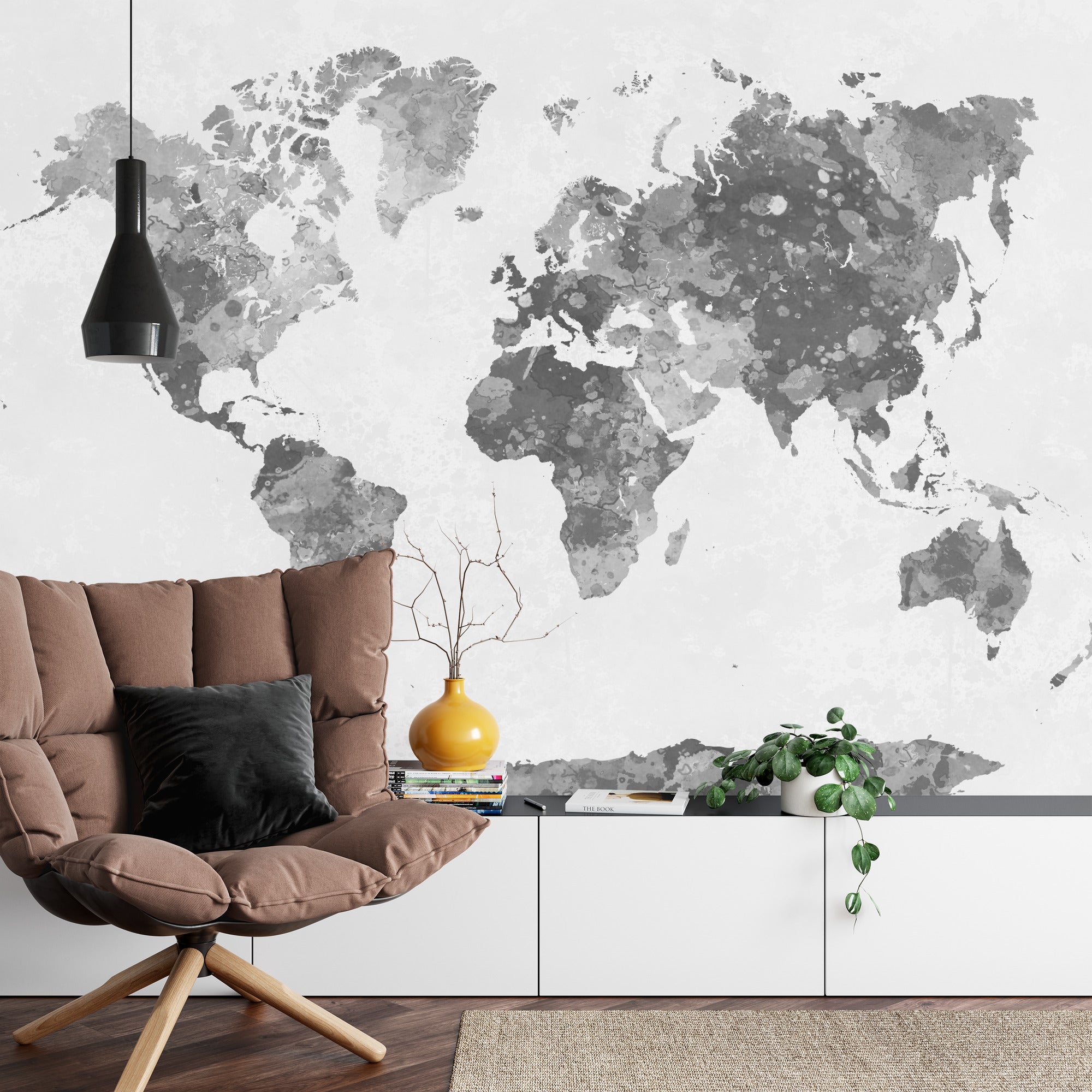 Fototapeta Mapa Świata Akwarela Monochromatyczne