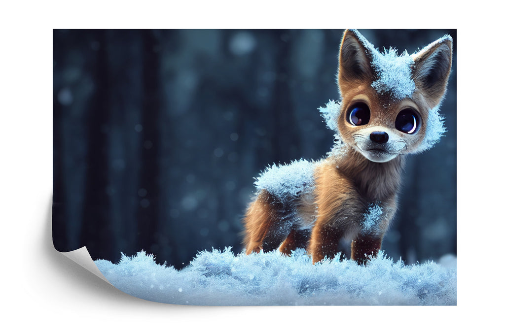 Fototapeta Młody Lisek W Śnieżnym Lesie