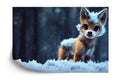 Fototapeta Młody Lisek W Śnieżnym Lesie