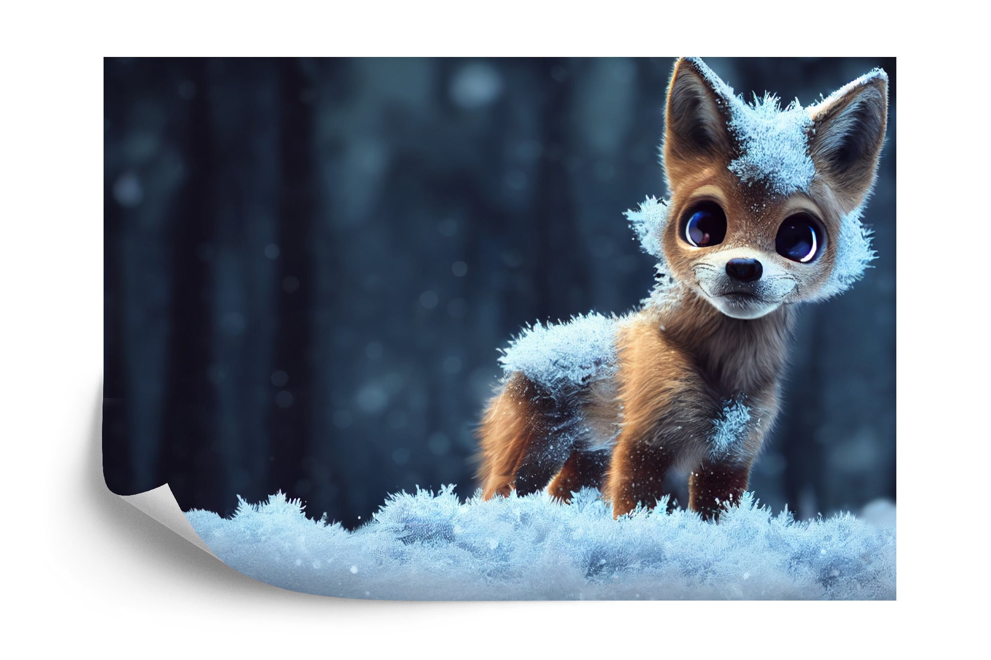 Fototapeta Młody Lisek W Śnieżnym Lesie