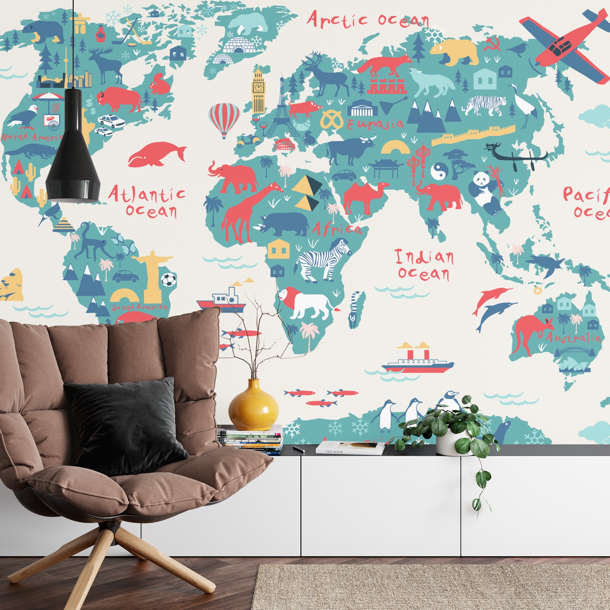 Fototapeta Mapa Świata Zwierzątka