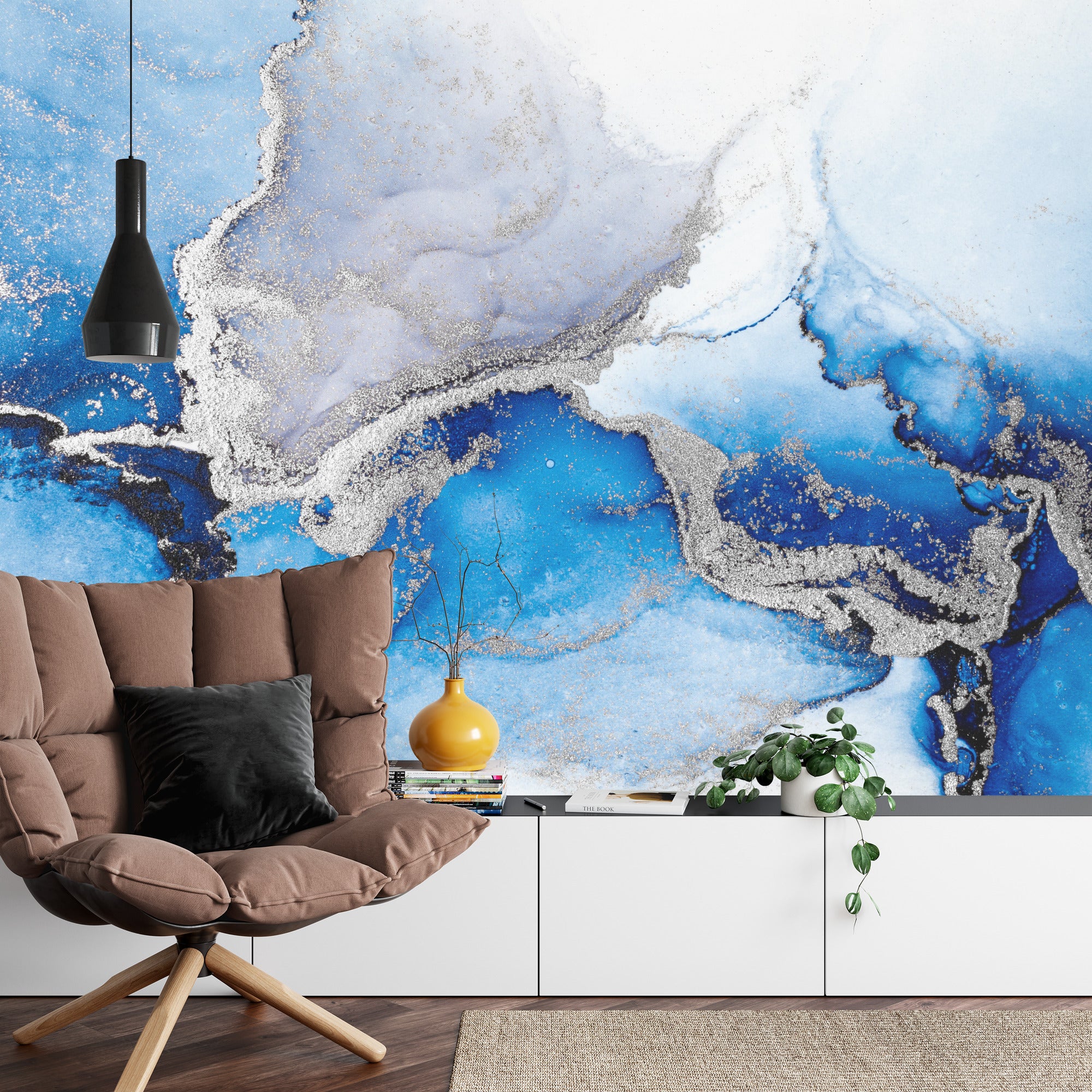 Fototapeta Blue Silver Abstract Background Of Marble Liquid Ink Art Painting On Paper . Image Of Original Artwork Watercolor Alcohol Ink Paint On High Quality Paper Texture .