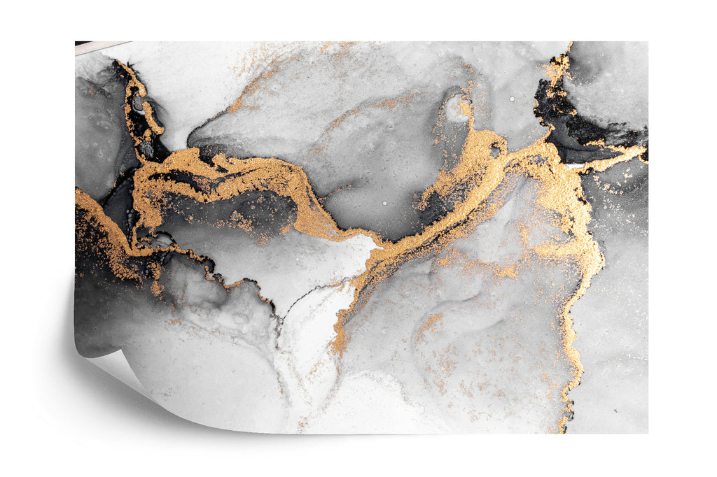 Fototapeta Black Gold Abstract Background Of Marble Liquid Ink Art Painting On Paper . Image Of Original Artwork Watercolor Alcohol Ink Paint On High Quality Paper Texture .