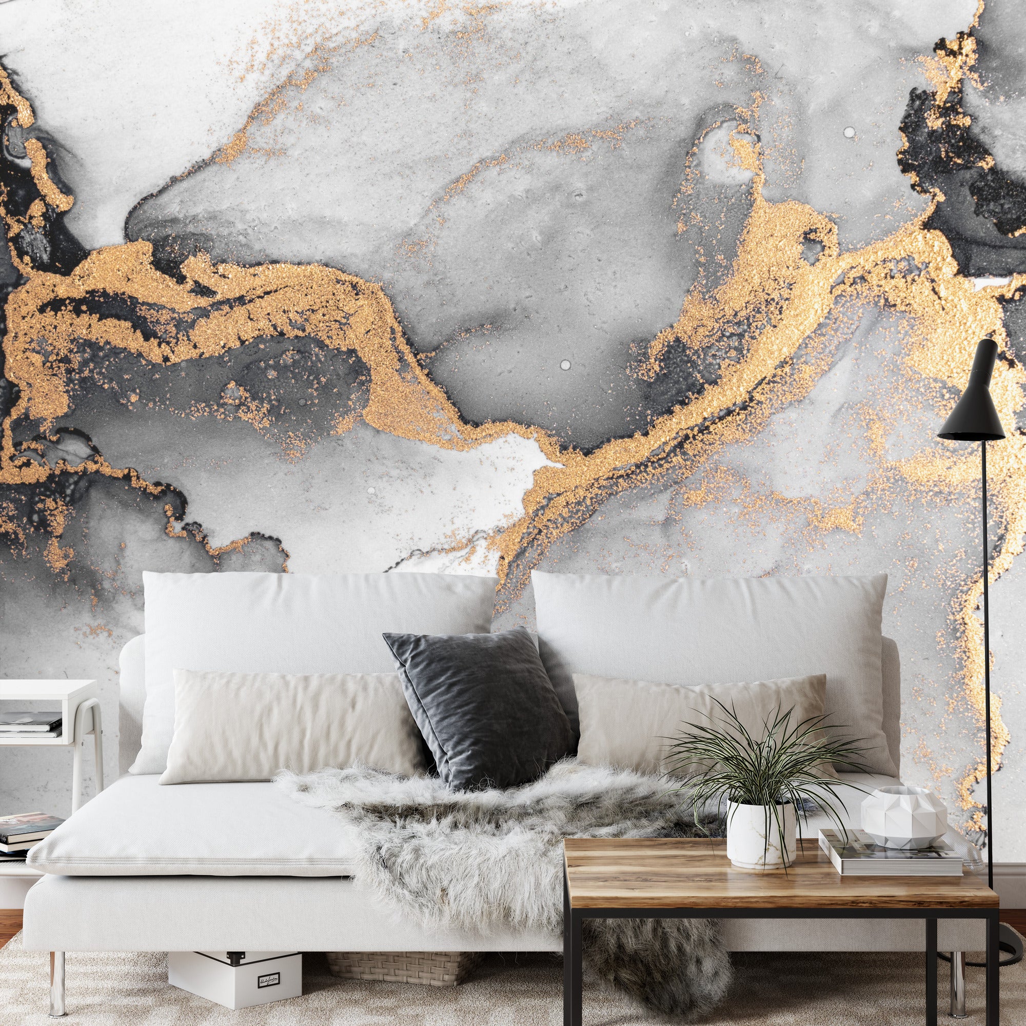 Fototapeta Black Gold Abstract Background Of Marble Liquid Ink Art Painting On Paper . Image Of Original Artwork Watercolor Alcohol Ink Paint On High Quality Paper Texture .