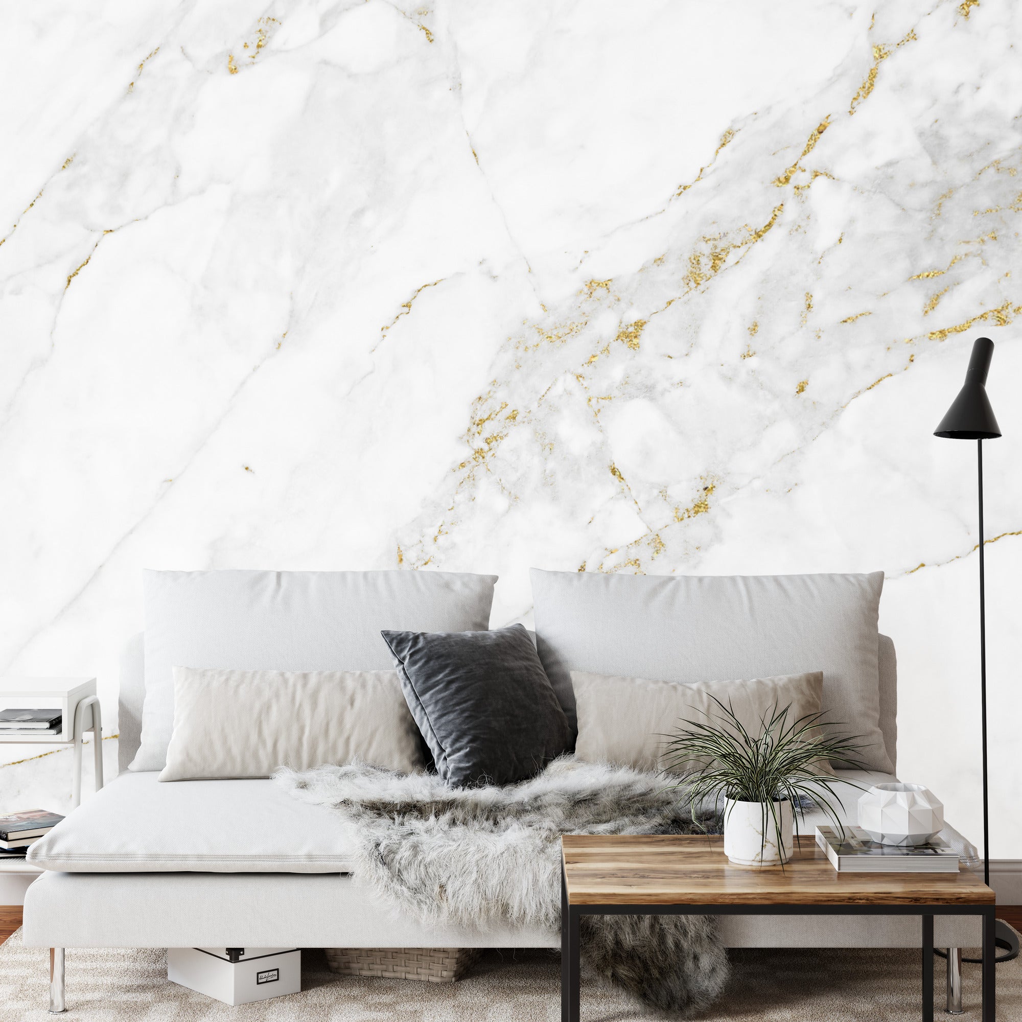 Fototapeta White Gold Marble Texture Pattern Background With High Resolution Design For Cover Book Or Brochure, Poster, Wallpaper Background Or Realistic Business
