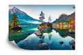 Fototapeta Beautiful Autumn Scene Of Hintersee Lake. Colorful Morning View Of Bavarian Alps On The Austrian Border, Germany, Europe. Beauty Of Nature Concept Background.