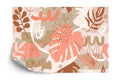 Fototapeta Contemporary Collage Seamless Pattern. Terracotta Abstract Shapes, Tropical Leaves And Continuous Line Of Leaf. Texture For Textile, Packaging, Wrapping Paper, Social Media Post Etc. .