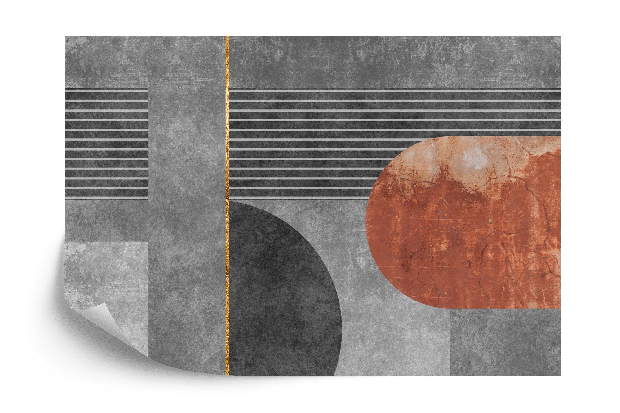 Fototapeta Szare I Rdzawe Figury Geometryczne Na Ścianie