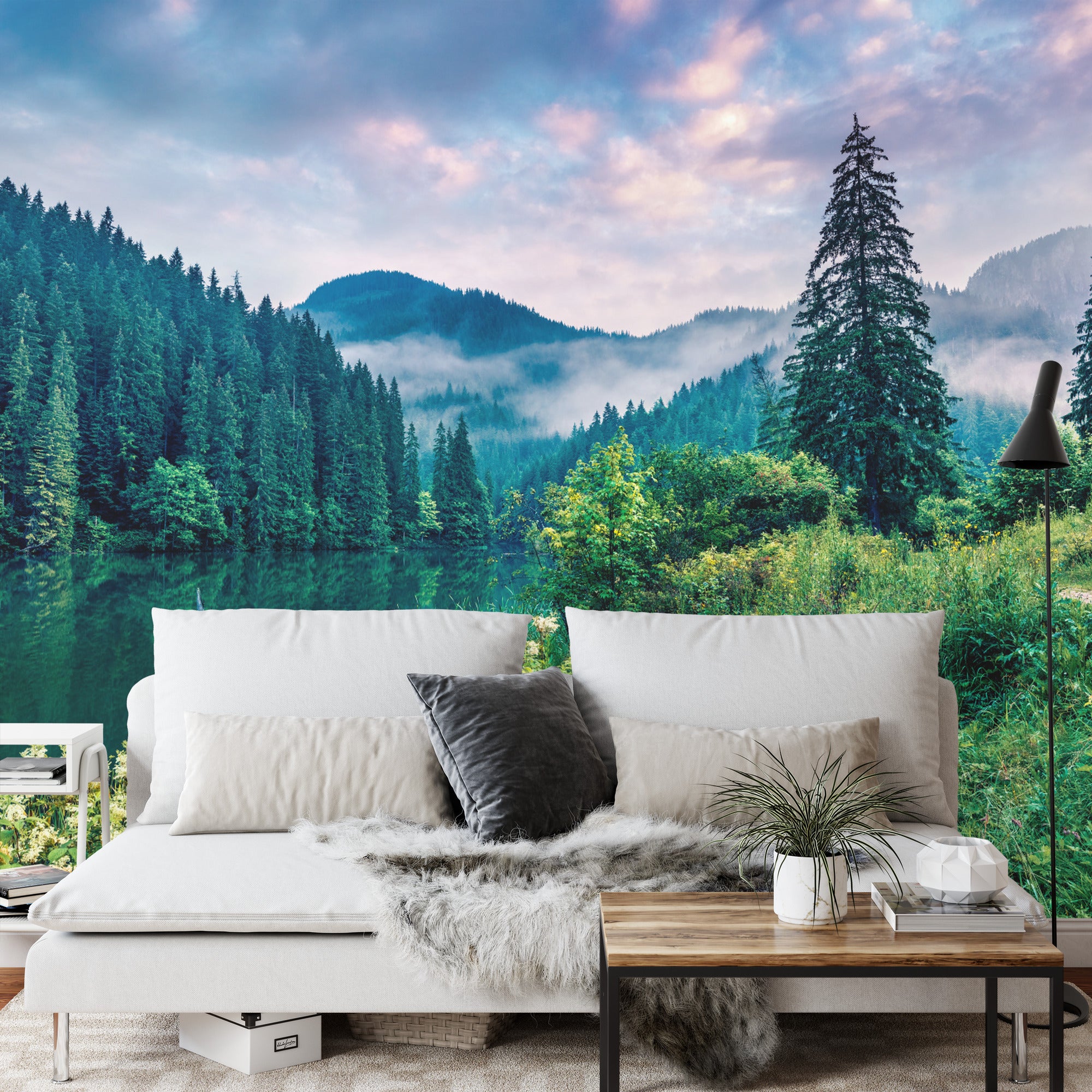 Fototapeta Dramatic Morning Scene Of Lacu Rosu Lake. Misty Summer Sunrise In Harghita County, Romania, Europe. Beauty Of Nature Concept Background.