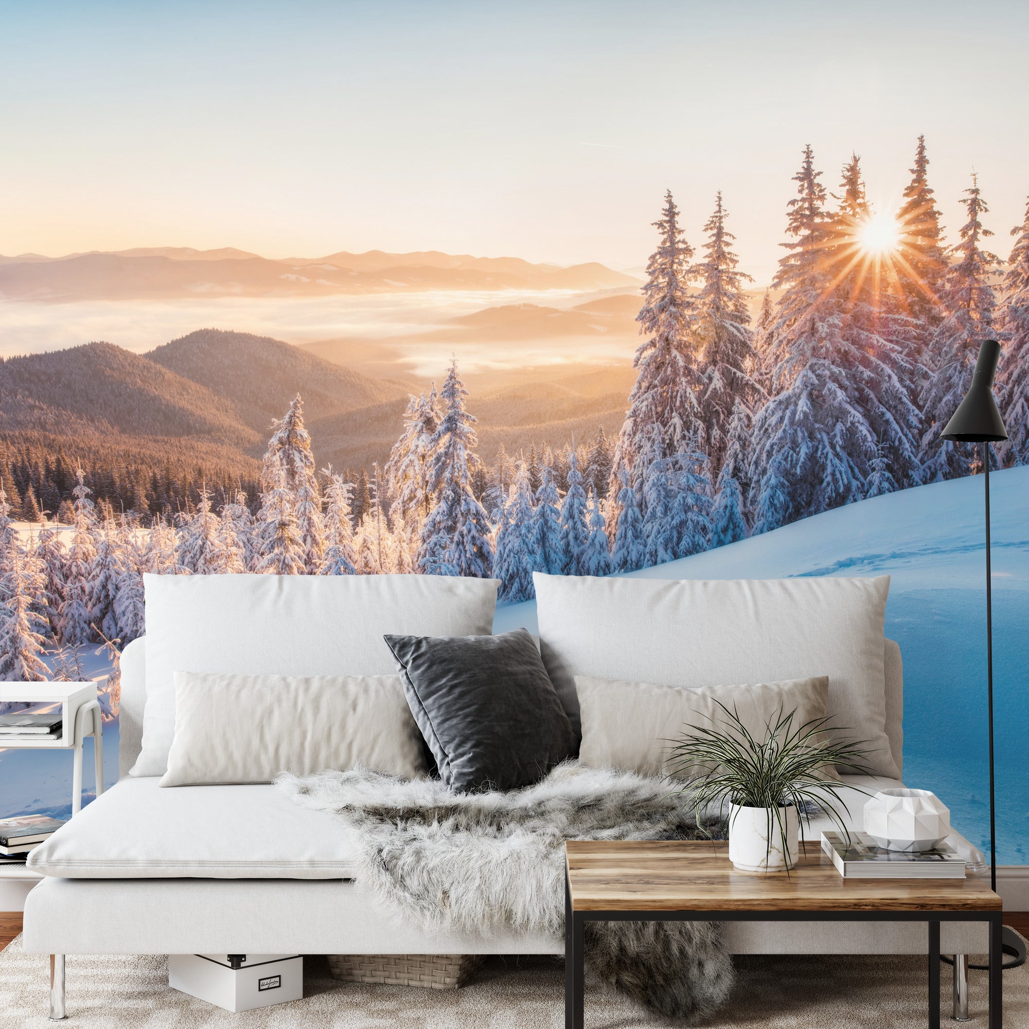 Fototapeta Impressive Winter Morning In Carpathian Mountains With Snow Covered Fir Trees. Colorful Outdoor Scene, Happy New Year Celebration Concept. Artistic Style Post Processed Photo.