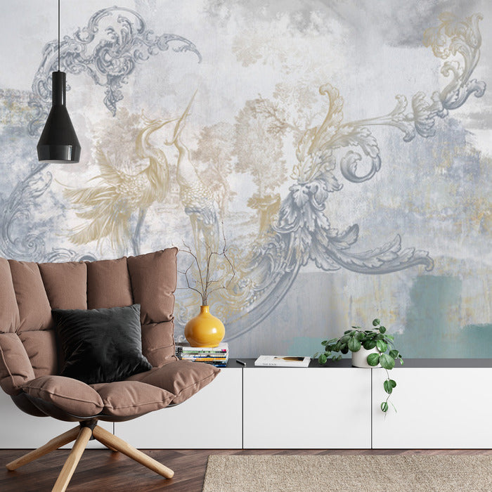 Fototapeta Freski Na Kamiennej Ścianie W Stylu Loft
