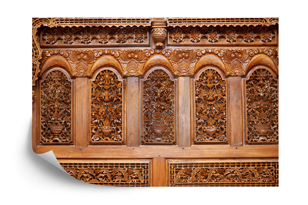 Fototapeta Roślinne Ornamenty W Drewnie