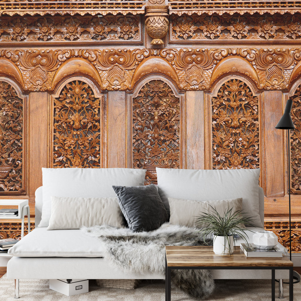 Fototapeta Roślinne Ornamenty W Drewnie