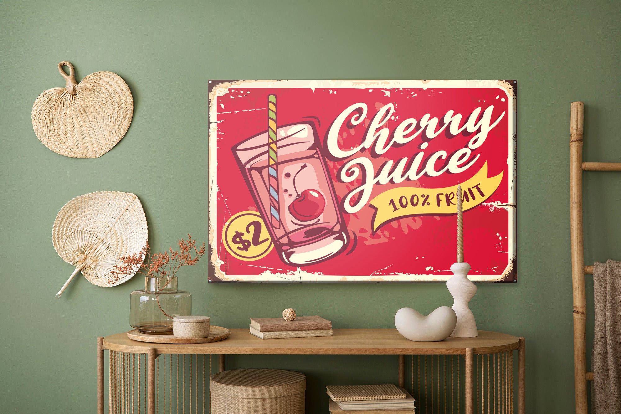 Obraz Na Płótnie Sok Wiśniowy I Napis Retro