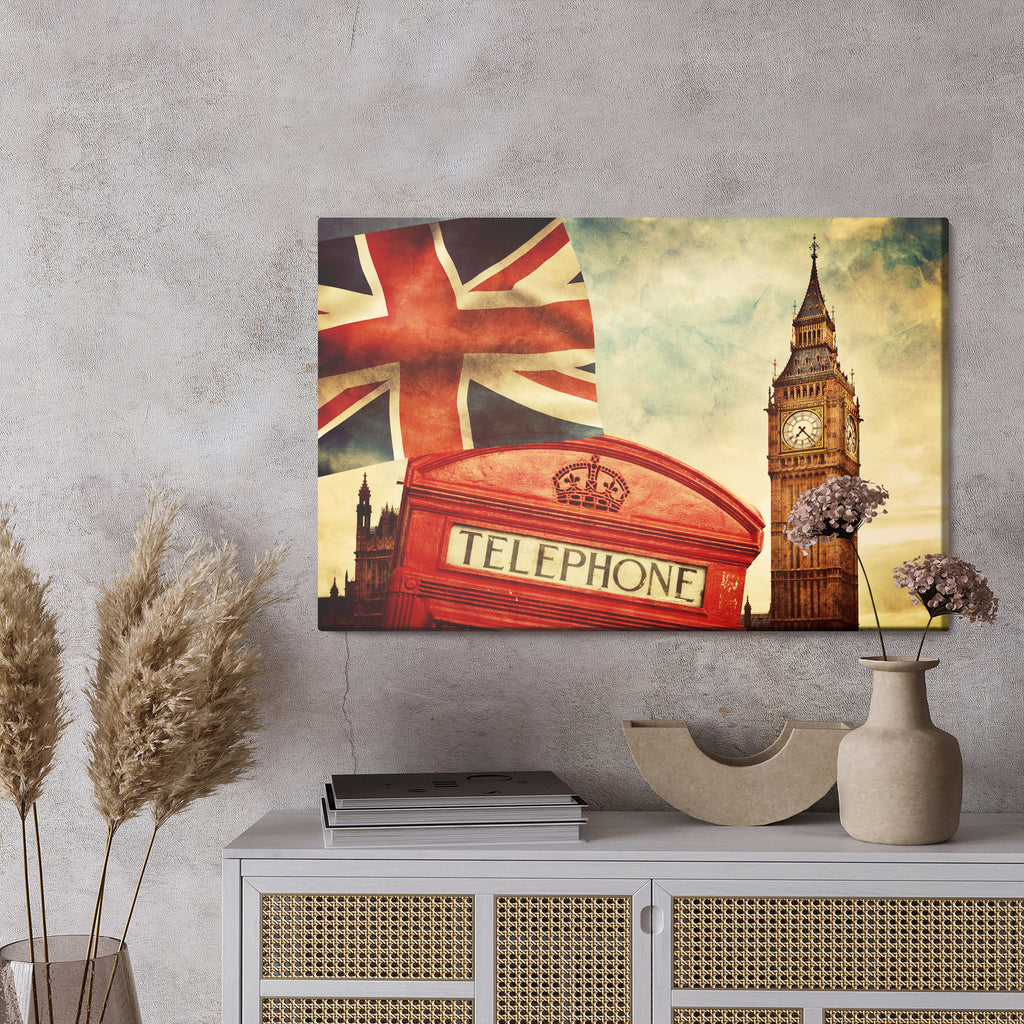 Obraz Na Płótnie Symbole Londynu W Stylu Vintage