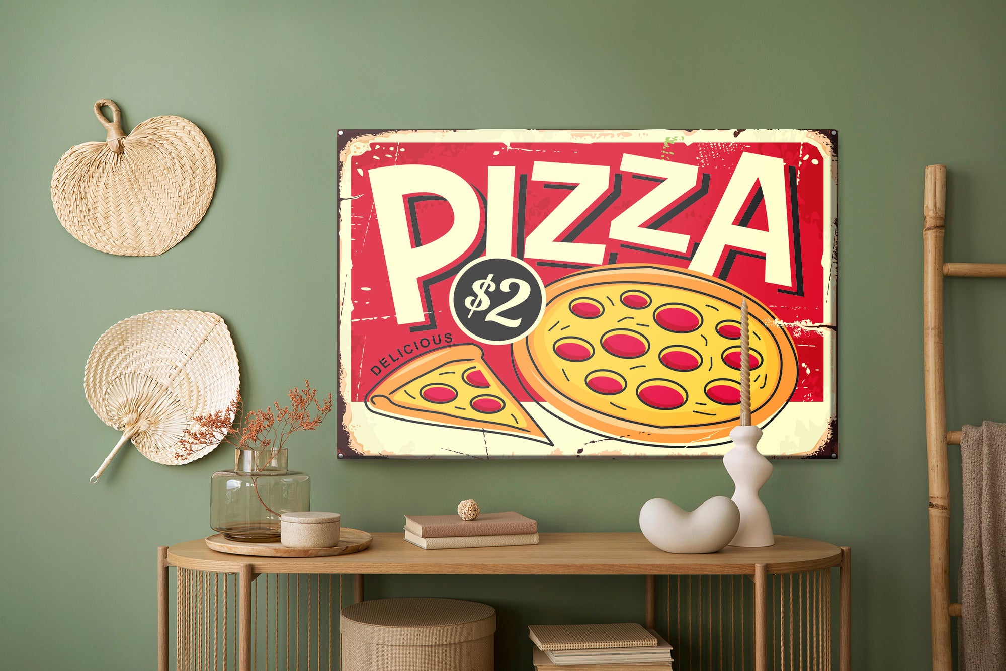 Obraz Na Płótnie Pizza I Napis Retro