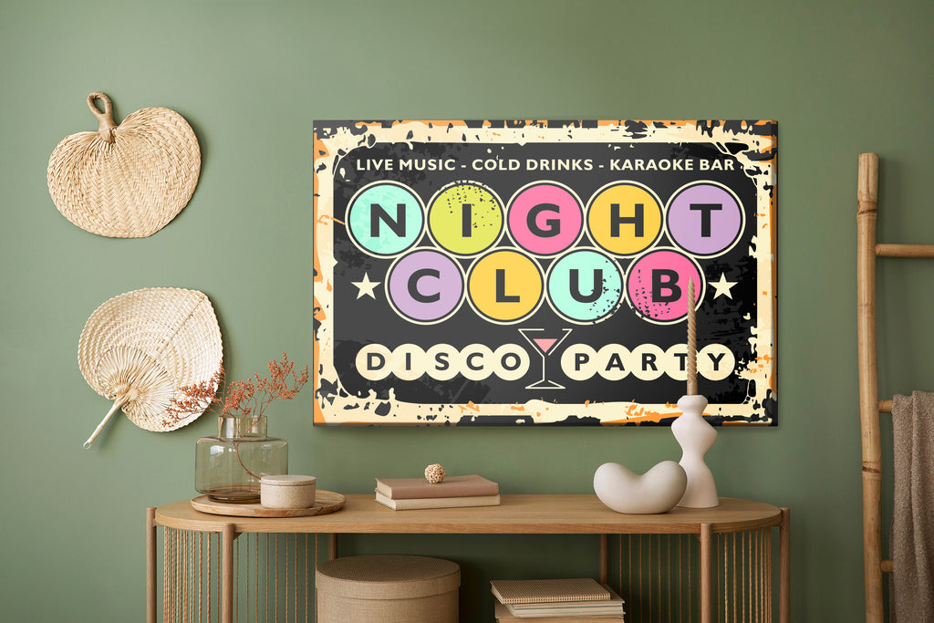 Obraz Na Płótnie Napisy W Klubie Retro Disco