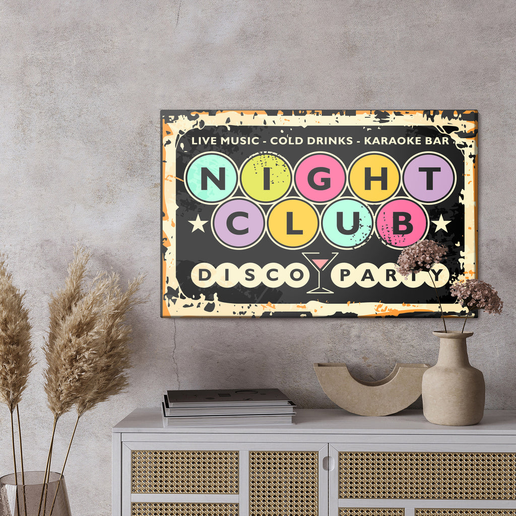 Obraz Na Płótnie Napisy W Klubie Retro Disco
