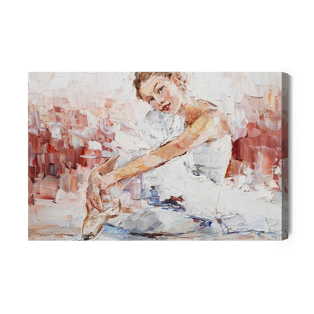 Obraz Na Płótnie Little Pretty Ballerina, Painted Expressively. Palette Knife Technique Of Oil Painting And Brush.