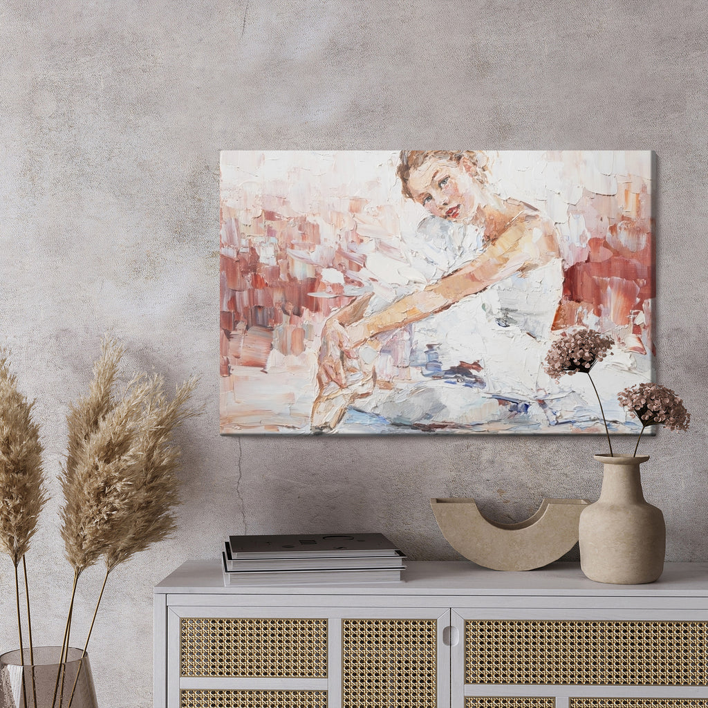 Obraz Na Płótnie Little Pretty Ballerina, Painted Expressively. Palette Knife Technique Of Oil Painting And Brush.
