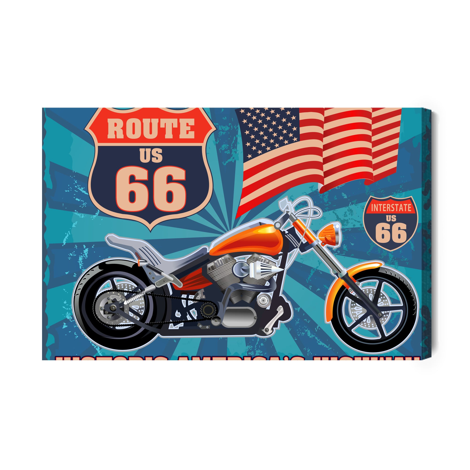 Obraz Na Płótnie Motocykl Z Amerykańską Flagą W Stylu Vintage