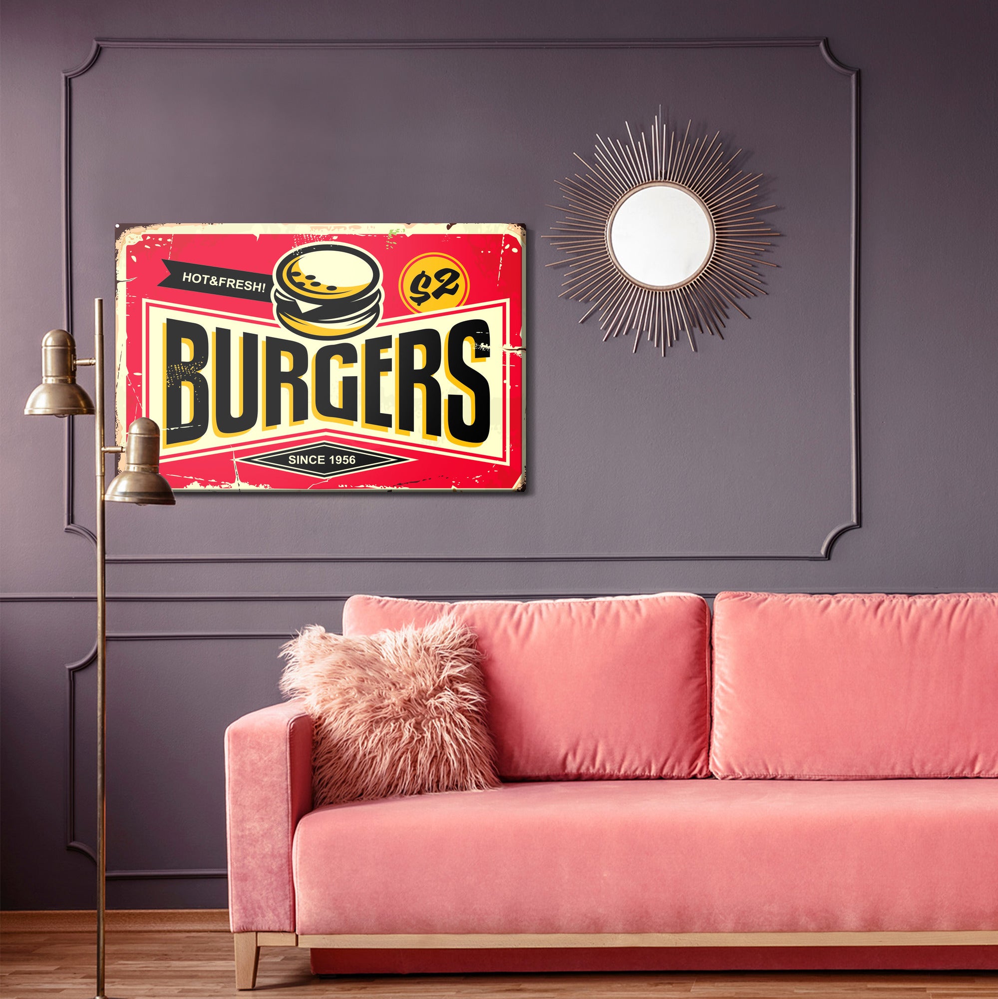 Obraz Na Płótnie Tablica Restauracji Fast Food W Stylu Retro