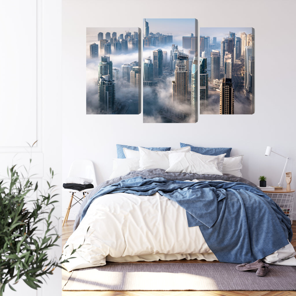 Obraz Wieloczęściowy Panorama Miasta Dubaj We Mgle