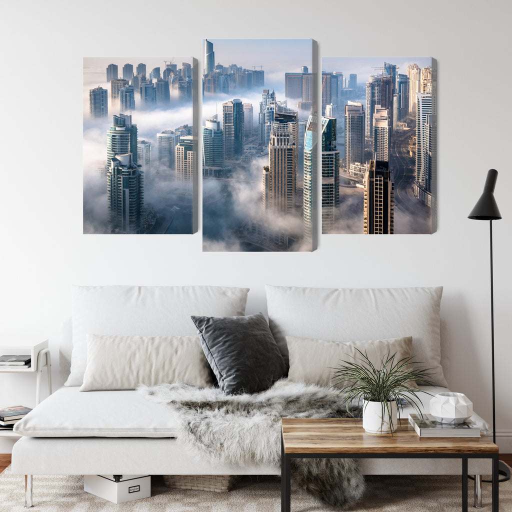 Obraz Wieloczęściowy Panorama Miasta Dubaj We Mgle