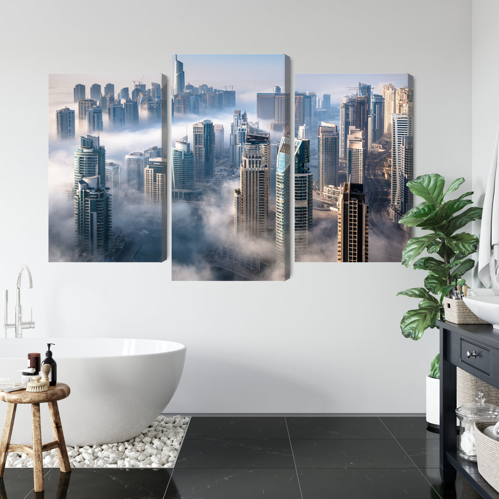 Obraz Wieloczęściowy Panorama Miasta Dubaj We Mgle
