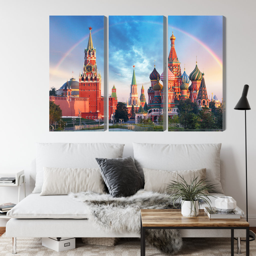 Obraz Wieloczęściowy Panorama Placu Czerwonego Z Kremlem I Soborem Wasyla Błogosławionego