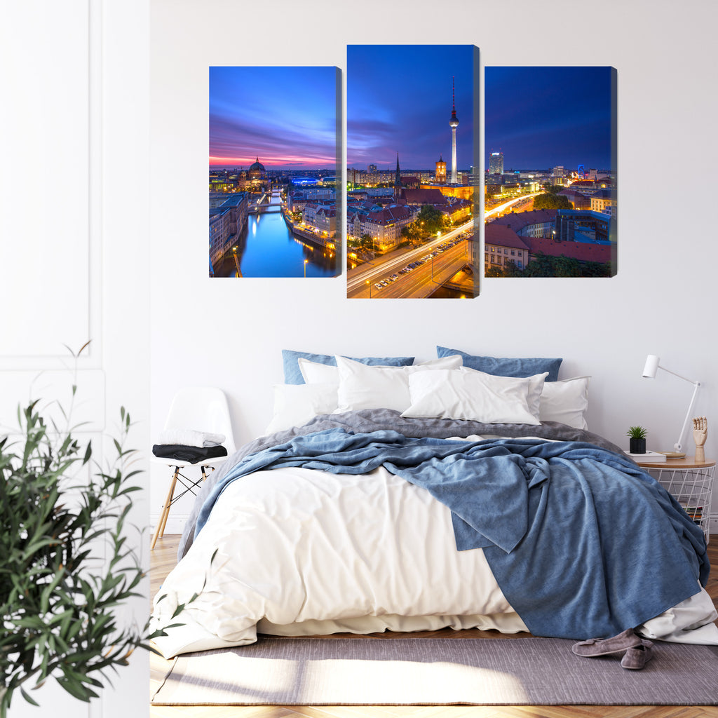 Obraz Wieloczęściowy Panorama Berlina O Zachodzie Słońca