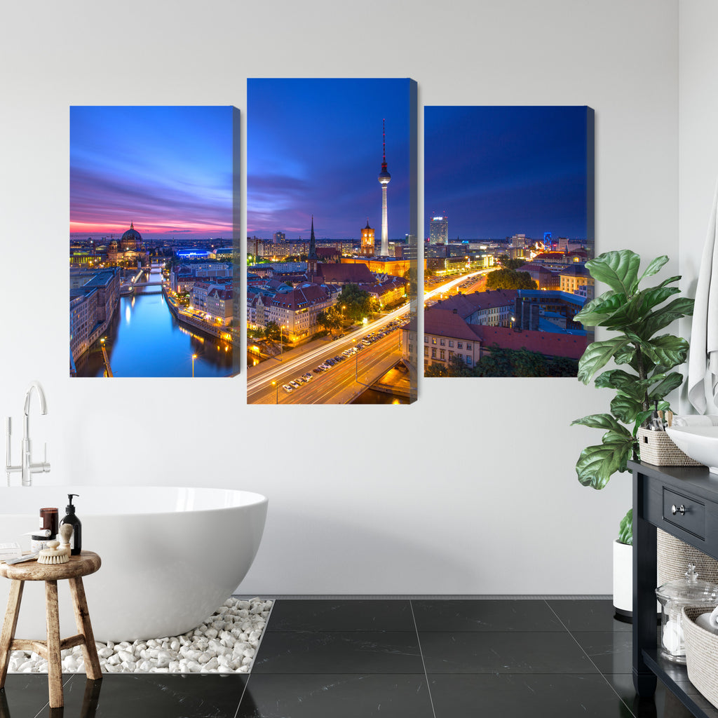 Obraz Wieloczęściowy Panorama Berlina O Zachodzie Słońca