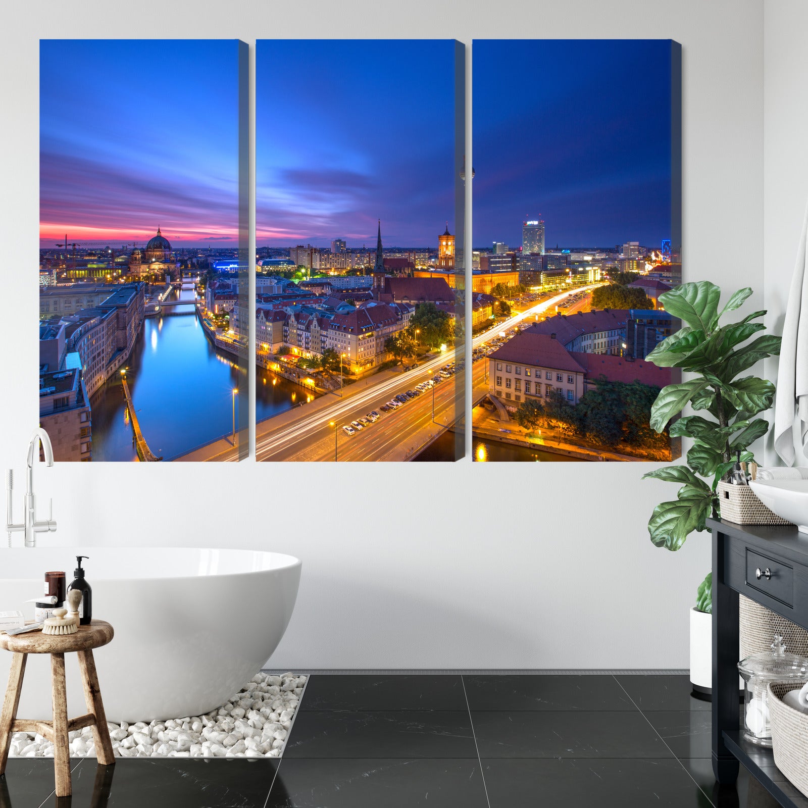 Obraz Wieloczęściowy Panorama Berlina O Zachodzie Słońca