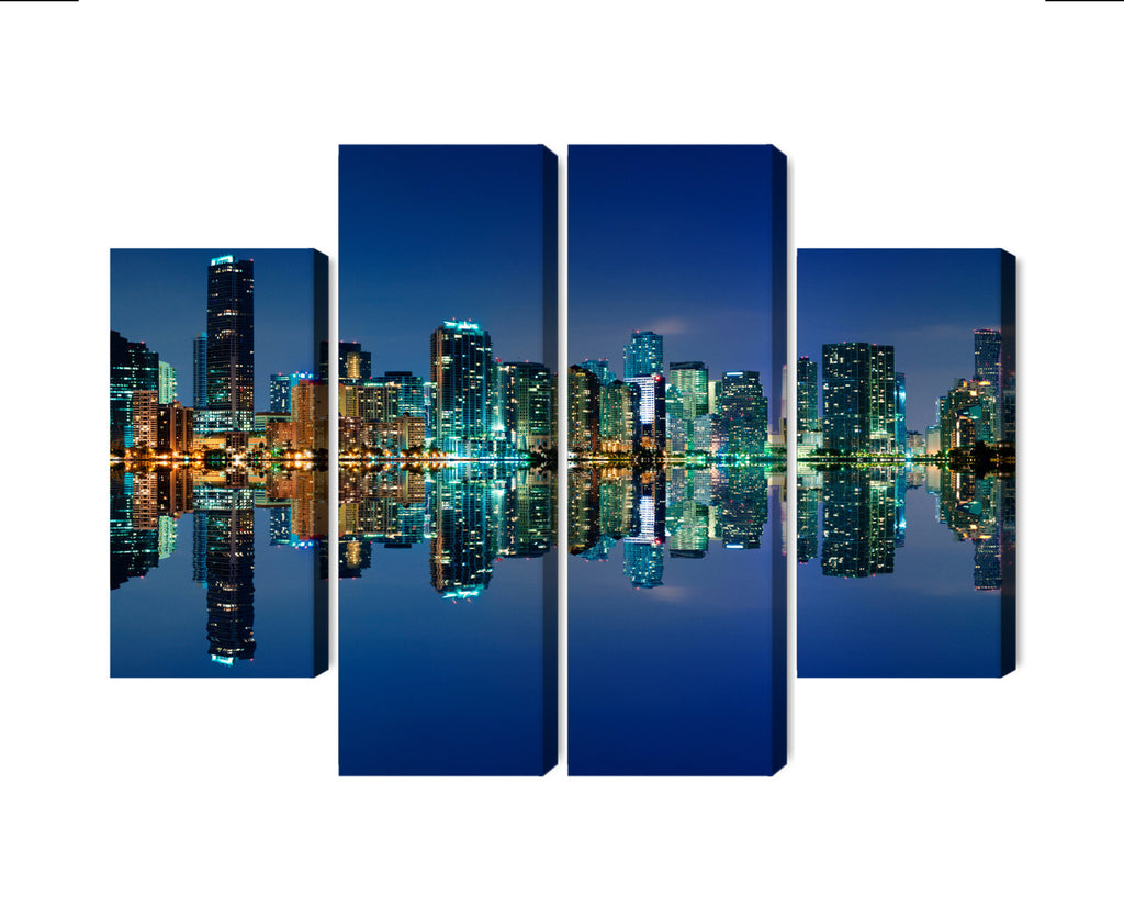 Obraz Wieloczęściowy Panorama Miami Nocą