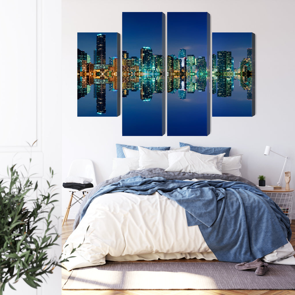 Obraz Wieloczęściowy Panorama Miami Nocą