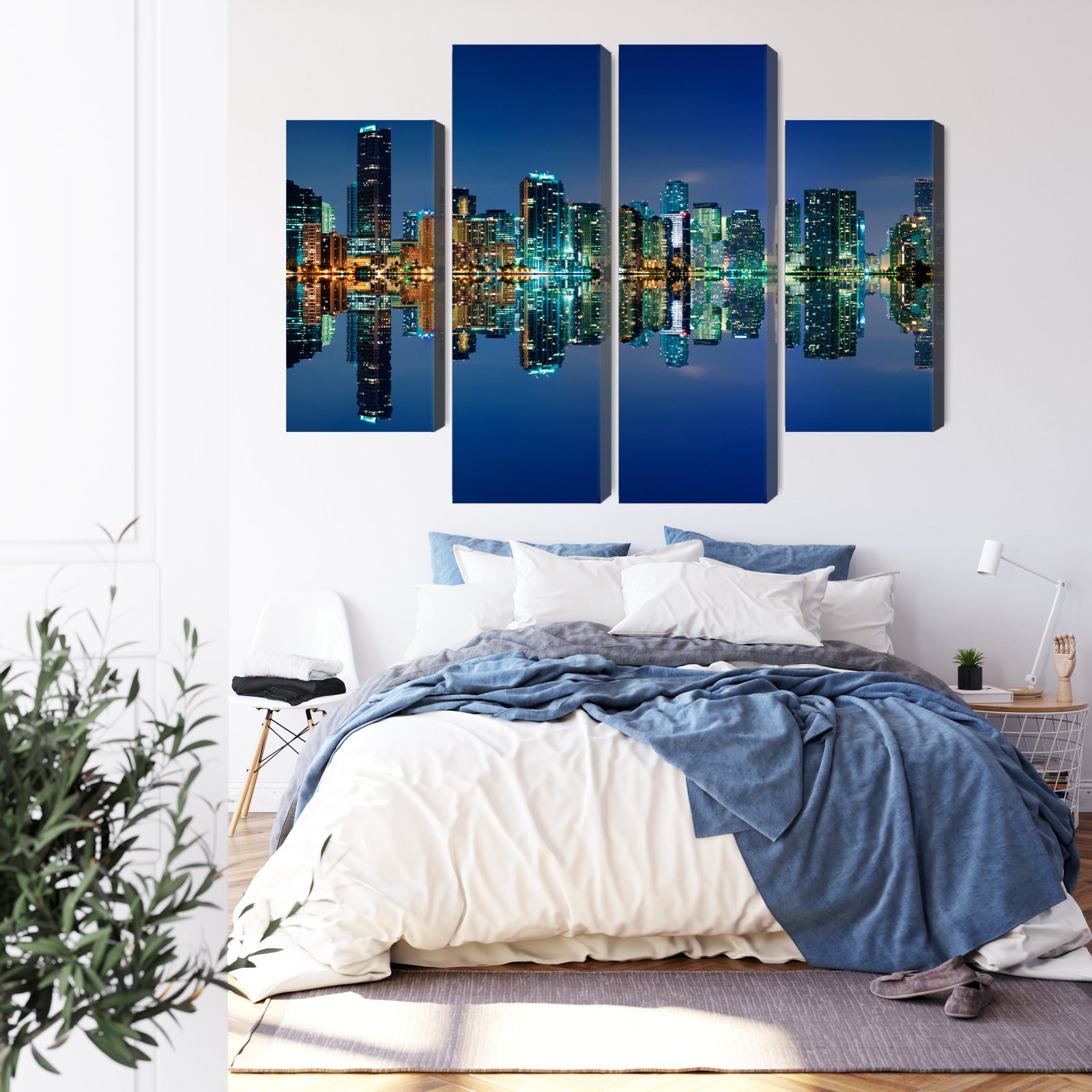 Obraz Wieloczęściowy Panorama Miami Nocą