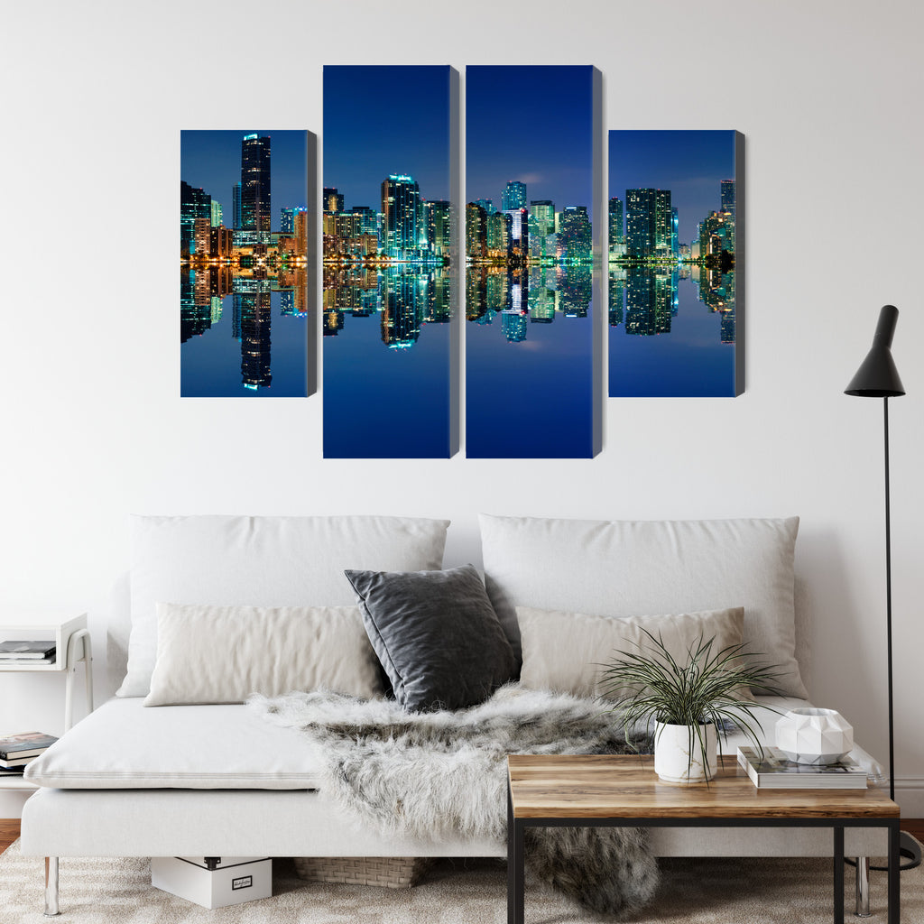 Obraz Wieloczęściowy Panorama Miami Nocą