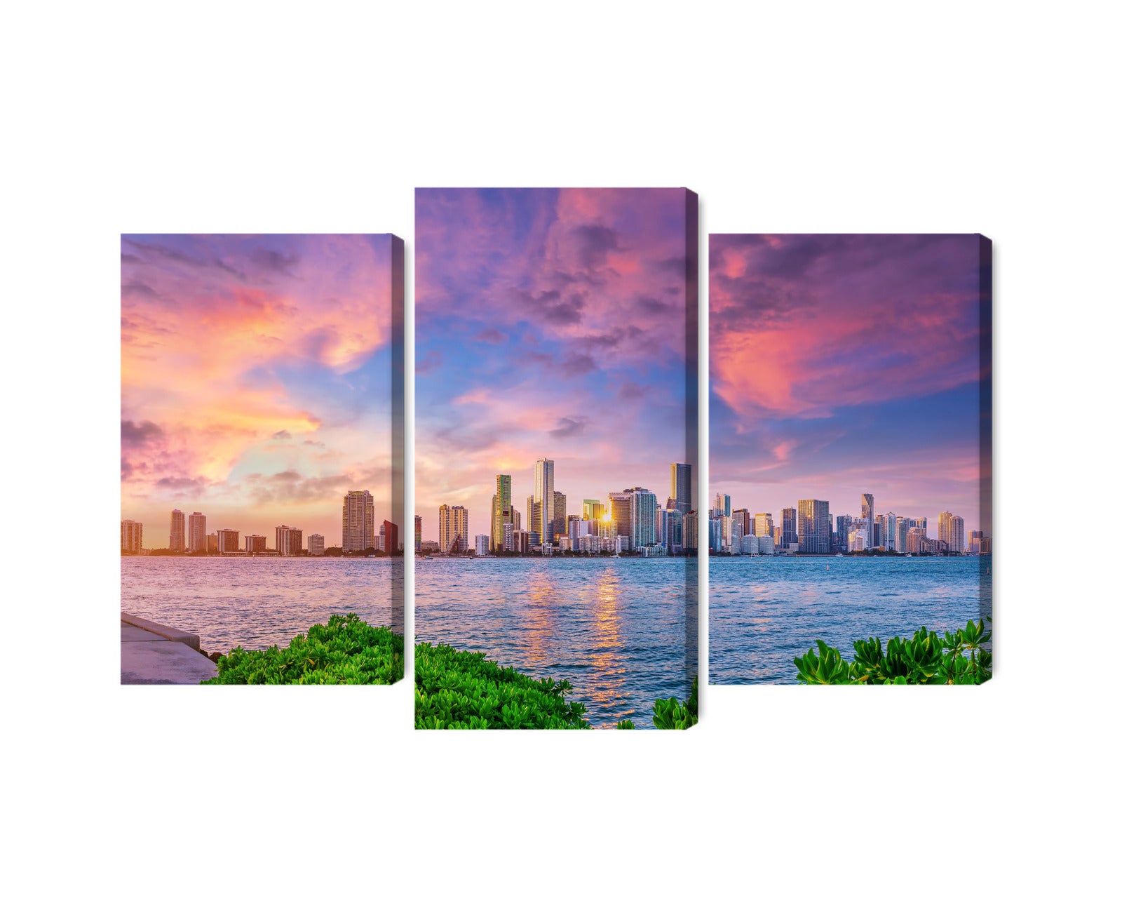 Obraz Wieloczęściowy Panorama Miami Podczas Zachodu Słońca